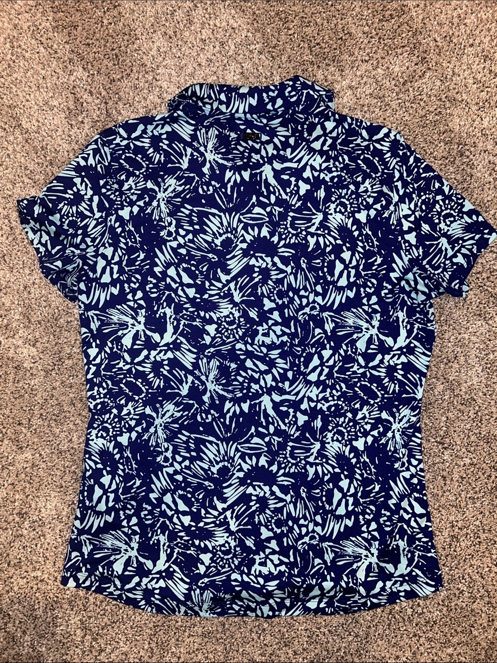 Under Armour Navy and Mint Floral Button-Down Polo